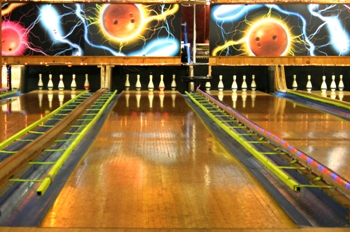 This photo of a colorful bowling alley was taken by Gary Scott from Cambridge, Canada.